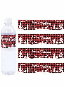 10 件圣诞快乐水瓶标签，圣诞驯鹿印刷 DIY 瓶贴礼品标签工艺品圣诞节家居装饰 2024 新年快乐 2025，万圣节，万圣节装饰 - 聖誕麋鹿 - 查看 3