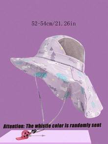 1pc Kids/Toddlers Purple Maple Leaf Rabbit Cartoon Design Wide Brim Bucket Hat With Adjustable Drawstring, Spring/Summer Outdoor Sports Beach Hat For Boys And Girls, Random Style - Purple - View 8