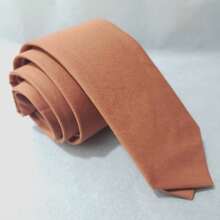 Semi Slim Long Tie For Adults, Weddings, Grooms, Groomsmen, Parties, Events. Polyester Fabric - trái cam - Xem 2