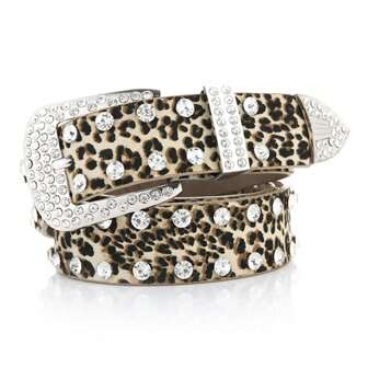 Pu Leather Crystal Belt For Women, Hollow Out Rhinestone Decor Versatile Waist Belt, Leopard Print Summer, School Fall, Autumn, Halloween