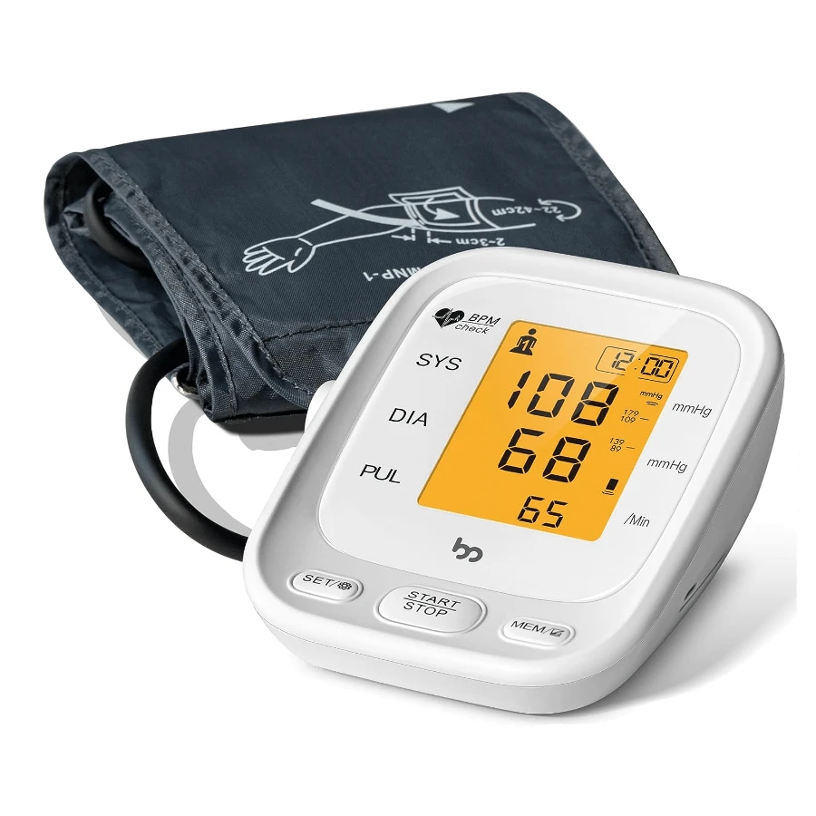 Smart Upper Arm Blood Pressure Monitor With Wide Range Cuff, Simple One Button Automatic Measurement, Keep History For 2 Users Up To 90 Memories Each User - White - View 1