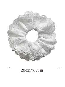 1pc Oversize 18cm Lace Scrunchie, Double Layer Floral Lace Bohemian Polyester Hair Accessory, Suitable For Spring, Summer, Beach, Wedding Scrunchies Hair Ties Scrunchy Hair Ties