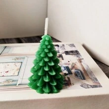 1pc, Handmade Christmas Tree Shaped Scented Candles, Slight Color Difference, Suitable For Home Decor, Restaurant, Birthday, Party, Bathroom Aromatherapy Christmas Decorations Room Decor, Christmas Gifts