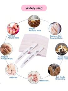 klimonla 5/10/25/50pcs Half Moon Shaped Professional Nail File With 80/80, 100/180 Grit Nail File Strips