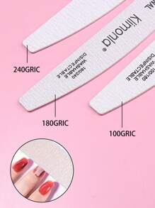 klimonla 5/10/25/50pcs Half Moon Shaped Professional Nail File With 80/80, 100/180 Grit Nail File Strips