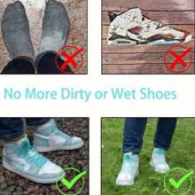 1 Pair Of Latex Waterproof Non-Slip Shoe Covers, Reusable, Waterproof Protection, Outdoor Latex Rain Boots Waterproof Shoe Cover That Can Be Reused For Rain Prevention. Multiple Colors To Choose From Suitable For Rainy Days, Grasslands, And Clean Use( Suitable For Sizes 41-47) Travel Essentials Travel Accessories Travel Must Haves Beach Vacation Summer Holiday School Accessories Back To School Supplies Stuff - Multicolor - View 5