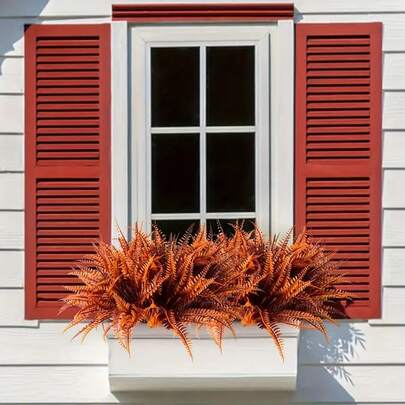 10 Bündel künstliche Weihnachtspflanzen, UV-beständiges Kunststoffgrün für den Außenbereich, hochwertige Anti-Oxidations Boston-Farn Echtberührungspflanzen für die Heimdekoration, Küche/Zimmer, Wanddekoration für innen und außen, Hängekübel, Frühlings-/Sommergartendekoration, Halloween, Muttertag, Valentinstag Festdekoration