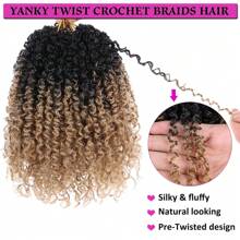 Tóc tết móc xoắn Yanky xoắn sẵn 1-6 sợi đồng đỏ Bohemian xoắn sẵn Micro Passion xoắn tóc xoắn lò xo gừng với phần tóc nối móc tổng hợp bồng bềnh 8/10/12 inch - màu nâu - Xem 5