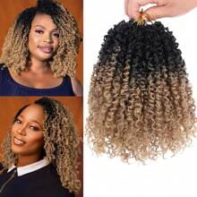 Tóc tết móc xoắn Yanky xoắn sẵn 1-6 sợi đồng đỏ Bohemian xoắn sẵn Micro Passion xoắn tóc xoắn lò xo gừng với phần tóc nối móc tổng hợp bồng bềnh 8/10/12 inch - màu nâu - Xem 2