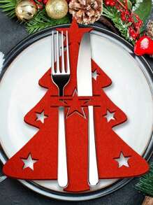 12pcs-Christmas Tree Silverware Holders, Felt Cutlery Pockets Christmas Table Decor,Christmas Tree Cutlery Holder, Christmas Cutlery Holder, Felt Table Decoration, Christmas Table Decoration Cutlery Bag, Felt Fork And Spoon Bag Home Room Decoration,Kitchen,Red And Green Christmas Tree Cutlery Holder, Felt Fork Spoon Bags, Christmas Decoration Easter Gift,Christmas