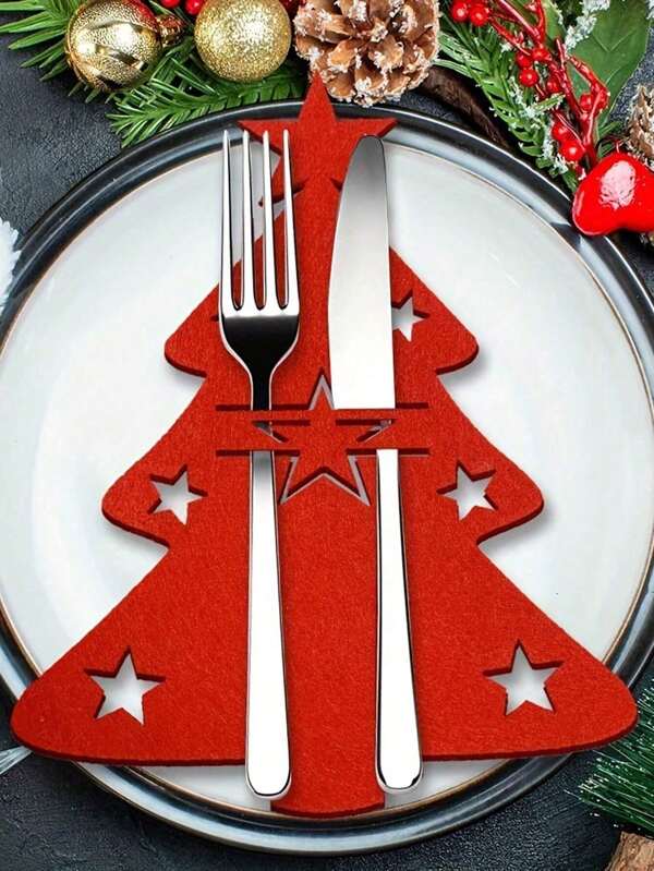 12 peças - Porta-talheres para árvore de Natal, bolsos de feltro para talheres, decoração de mesa de Natal, porta-talheres para árvore de Natal, porta-talheres de Natal, decoração de mesa de feltro, bolsa para talheres de decoração de mesa de Natal, bolsa de feltro para garfo e colher, decoração de sala de casa, cozinha, porta-talheres vermelho e verde para árvore de Natal, bolsas de feltro para garfo e colher, decoração de Natal, presente de Páscoa, Natal