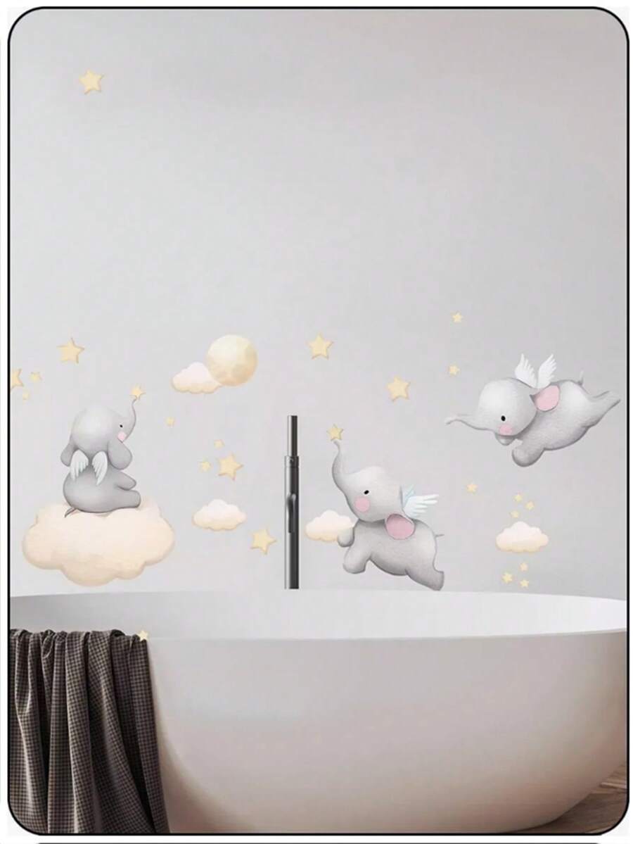 Fantasy Elephant & Star Galaxy Wall Stickers, Peel And Stick Wall Decor