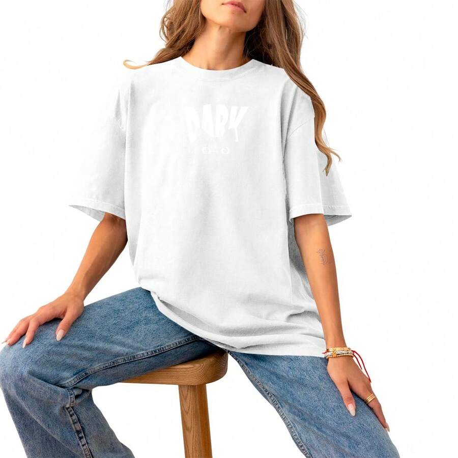 Women's Printed Blouse Basic Casual Premium Cotton T-Shirt Soft Comfortable - White - View 1