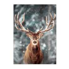 1 件冬季雪景森林房屋墙壁艺术画狐狸猫头鹰鹿动物帆布海报松树印刷品北欧墙壁画客厅装饰无框架 - 彩色 - 查看 32