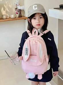 Customizable Name Embroidery Craftsmanship Personalized Children's Backpack New Fashionable And Casual Girls' Kindergarten Travel Small Backpack Cartoon Cute Little Rabbit Backpackback To School Winter Gift Ideas - Multicolor - View 4