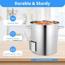 Large Stock Pot Stainless Steel Restaurant Kitchen Soup Big Cooking With Lid 35L - Silver - View 2