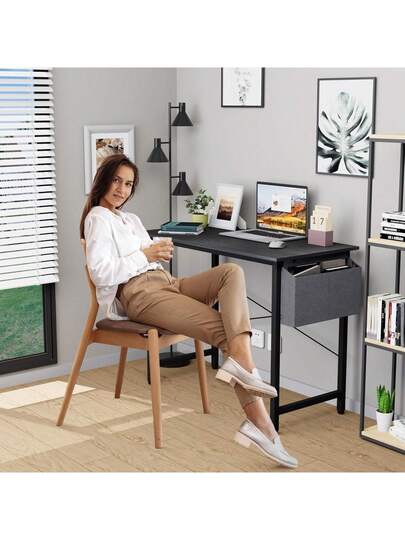 100cm Desk, Computer Tafel Headphone Holder Storage Bag, Stable Work Table, Industrial PC Small Office Home, 100 50 75 Cm view 7