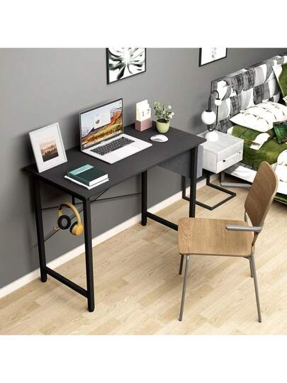 100cm Desk, Computer Tafel Headphone Holder Storage Bag, Stable Work Table, Industrial PC Small Office Home, 100 50 75 Cm view 2