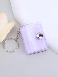 16 Sheets/1 Book/1 Inch, Sparkly White Mini Photo Album Keychain, Simple & Delicate Bag-Insert Style Id Card Holder Back To School,Back To School,School Supplies