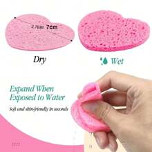 Esponjas faciales comprimidas 100% naturales para cosméticos de spa, para limpieza facial, exfoliación, mascarillas y eliminación de maquillaje, en forma de corazón, reutilizables como decoración de baño en el hogar - Rosa - Ver 9