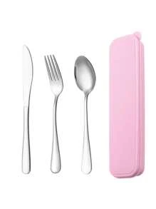 Portable Stainless Steel Cutlery Suit With Storage Box Chopstick Fork, Spoon Knife, Travel Tableware Set, Camping Cutlery. ,Kitchen,Christmas,Afternoon Tea