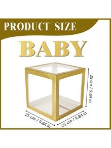 5 pièces de boîtes de ballons transparentes dorées avec 52 lettres, boîtes à blocs claires dorées, pour décoration de fête d'anniversaire, de mariage, de révélation de sexe, réutilisables, dans une boîte-cadeau, Noël