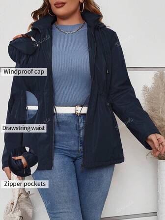 Veste à capuche réversible pour femme en grandes tailles, élégante et - veste décontractée légère imprimée pour le printemps et l'automne