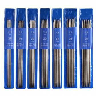 5-35PCS 20CM roestvrijstalen breinaaldenset 2-5MM dubbele puntige rechte breinaalden voor truien breiprojecten