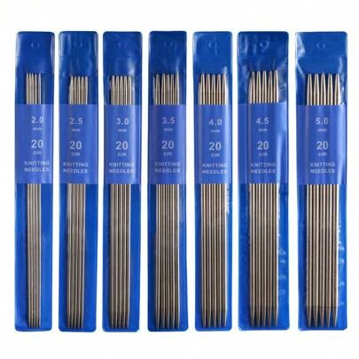 5-35PCS 20CM Stainless Steel Knitting Needles Set 2-5MM Double Pointed Straight Knitting Needles For Sweaters Knitting Project
