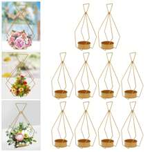 10 Pcs Diamond Vase Metal Geometric Gold Centerpiece Elegant Wedding Centerpieces For Tables For Weddings Party Decoration Centerpiece Table Decorations Party Favors Room Decor Bride - Gold - View 1