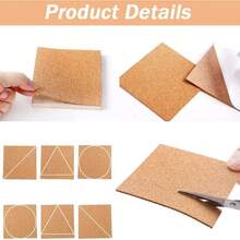 Soft Cork Square Cup Mat, Self-Adhesive Cork Tiles, For Coasters And DIY Crafts Best Gifts - Multicolor - View 6