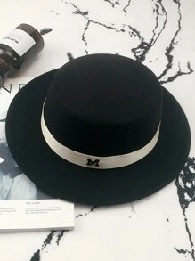 1st Dames Warme Herfst & Winter M Geletterde Vilt Hoed, Kleine Rand Britse Stijl Fedora Hoed, Voor Dagelijks Gebruik