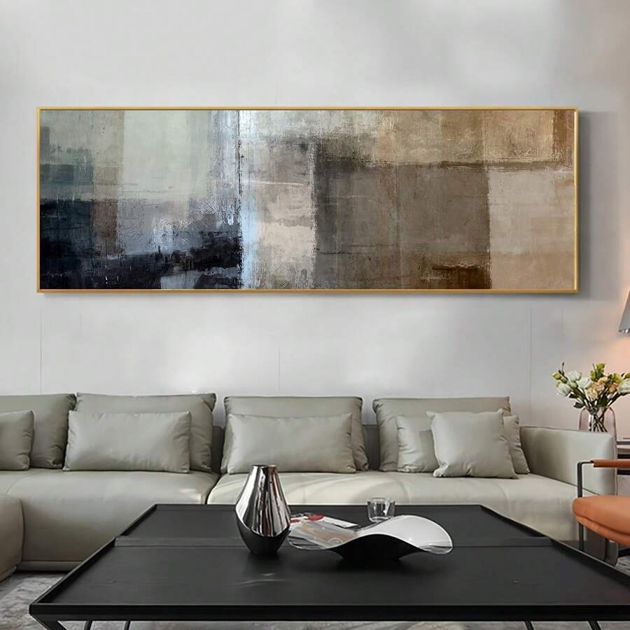 1pc Unframed Creative Canvas Poster, Abstract Color Geometric Painting