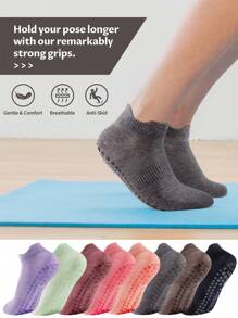 3 pares de calcetines de yoga para mujer, transpirables y antideslizantes con agarre, para gimnasio