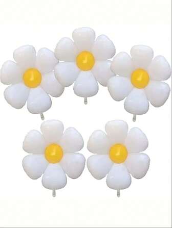 5/3/1pc White Small Daisy And White Large Daisy Balloon Party Decoration Balloons, Suitable For Weddings, Birthdays, Graduation Ceremonies, Bachelor Party Decoration, Gender Revealing, Party Decoration, Indoor And Outdoor Decoration Back To School Valentine Day
