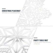 Juego de 4 piezas de manteles individuales y posavasos con diseño de copos de nieve navideños, fáciles de limpiar, antideslizantes y resistentes al calor, adecuados para decoración de cenas, bodas, fiestas de Navidad, cumpleaños y decoración de invierno - Multicolor - Ver 3