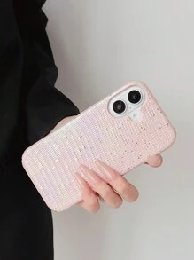 时尚粉色新款水晶蜥蜴皮皮革保护壳，防震手机壳保护套适用于 iPhone16 ProMax - 粉色 - 查看 2