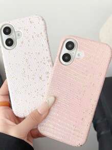 时尚粉色新款水晶蜥蜴皮皮革保护壳，防震手机壳保护套适用于 iPhone16 ProMax - 粉色 - 查看 3