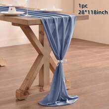 1 件 28"X118"/157" 白色雪纺透明婚礼桌旗，浪漫田园风桌旗，雪纺布白色透明长桌旗，透明纱布桌旗，田园优雅餐桌装饰，适用于乡村风格婚宴、生日派对、圣诞节新娘送礼会装饰（多种颜色可选，配有丝带），婚礼桌布，婚礼装饰，家居装饰，房间装饰， - 純色 - 查看 17