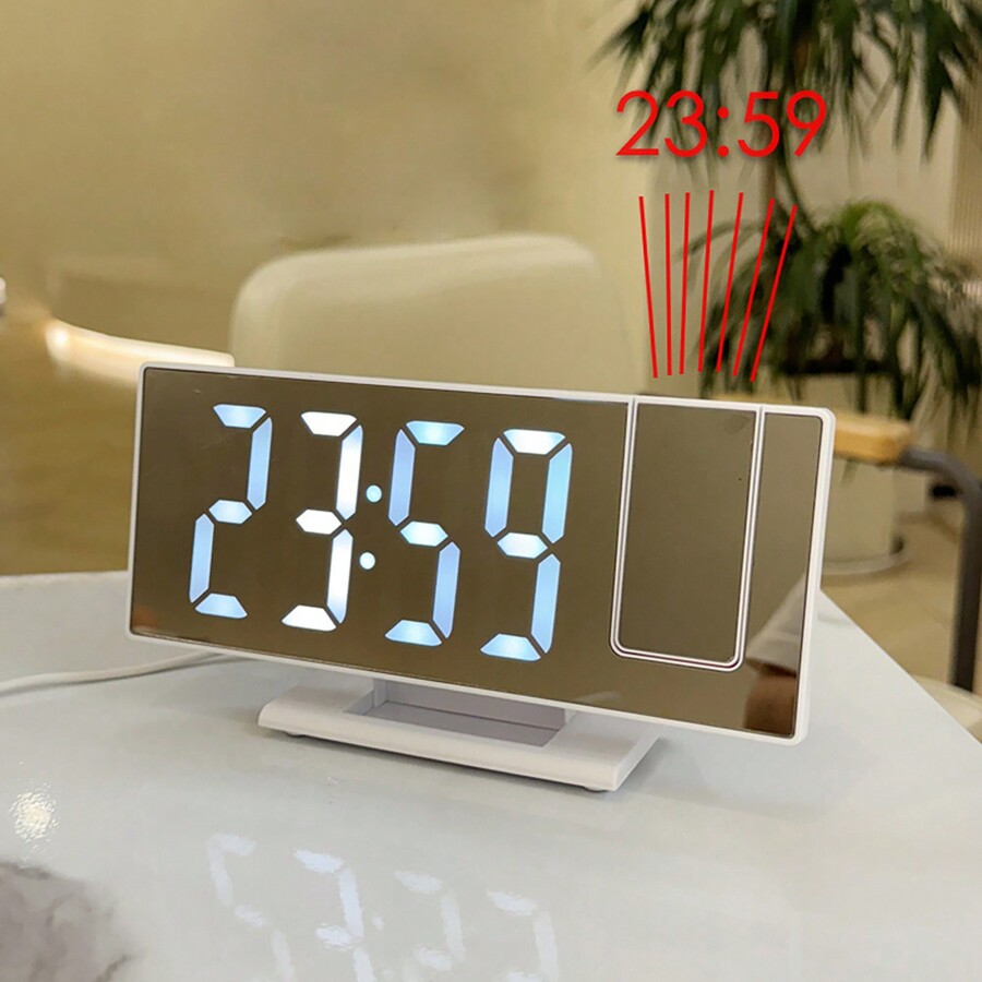 1pc Multifunctional Digital Alarm Clock With Large LED Mirror Display