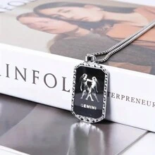 1 pezzo Collana con pendente a doppia faccia in acciaio inossidabile da uomo con i 12 segni zodiacali in 3D