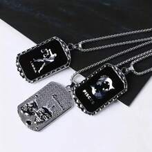 1 pezzo Collana con pendente a doppia faccia in acciaio inossidabile da uomo con i 12 segni zodiacali in 3D