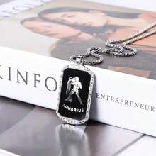 1 pezzo Collana con pendente a doppia faccia in acciaio inossidabile da uomo con i 12 segni zodiacali in 3D