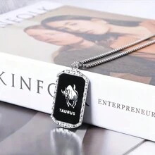 1 pezzo Collana con pendente a doppia faccia in acciaio inossidabile da uomo con i 12 segni zodiacali in 3D