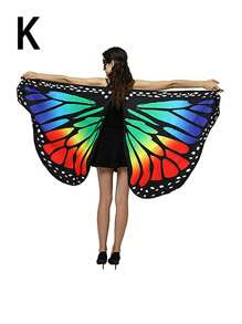 1 pieza Capa de Halloween Pequeña capa con alas de mariposa estampada Disfraz de alas de mariposa pequeñas para fiestas, bailes, Halloween