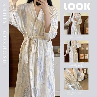 كيمونو نسائي صيفي، فستان نوم خفيف قصير الأكمام بطراز الأرواب، مناسب للربيع والصيف والخريف للاستخدام المنزلي والحمام، عودة للمدرسة