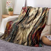 GEL HUT MUN 1pc Vintage Totem Wolf Soft Fleece Blanket - Comfortable, Multipurpose Gift For Siblings, Suitable For Bedroom, Sofa, Office, Bed, Camping And Travel - All Cozy, Soft, Warm, Durable Throw Blanket, Autumn Blanket, Plush Blanket, Blanket And Throw, Fluffy Blanket, Bedding, Sofa Throw, Soft Blanket, Decor, Room, Personalized Blanket - Multicolor - View 7