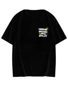 Turning Dreams Into Reality Men's Premium Oversized T-Shirt Printed Streetwear Street Style New Release Fast Shipping - màu đen - Xem 2
