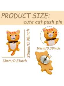 Finego 5/10/20/30/50 Pcs Cat Push Pins Animal Creative Thumbtacks Corkboard Pushpins For Photo Wall Home School Office Stationery Drawing Pins, Christmas Decoration - Multicolor - View 3