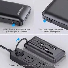 10000mah Power Bank Batería Portátil Carga Rápida 4 Cables - Negro - Ver 6